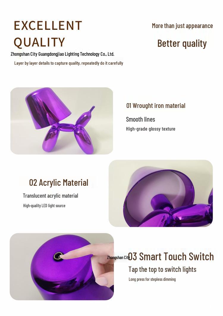 

Balloon Dog Portable Bedside Lamp - Decorative Atmosphere Light for Desk, Camping, and Bar grass зелений колір