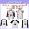 Camiseta Manga Longa Stranger Things Hellfire Club Estampa Digital 3D Cosplay Presente para Fãs