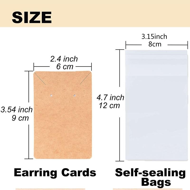 480Pcs Earring Holder Card withPlastic Opp Bag Earring Display Card for Earring Necklace Display Jewelry Packaging
