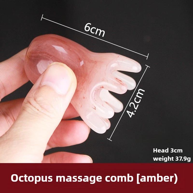 2025 New Resin Octopus Scalp Massage Comb Acupressure Meridian Therapy Hair Care Portable Relaxation Tool Natural Material