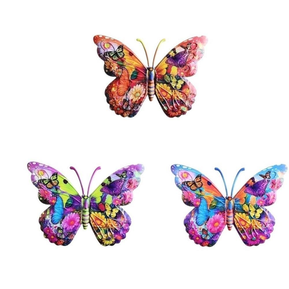 3pcs Metal Butterfly Wall Art 2D Flat Wall Ornaments Butterfly Wall Decor Home Bedroom 3Pcs Butterfly