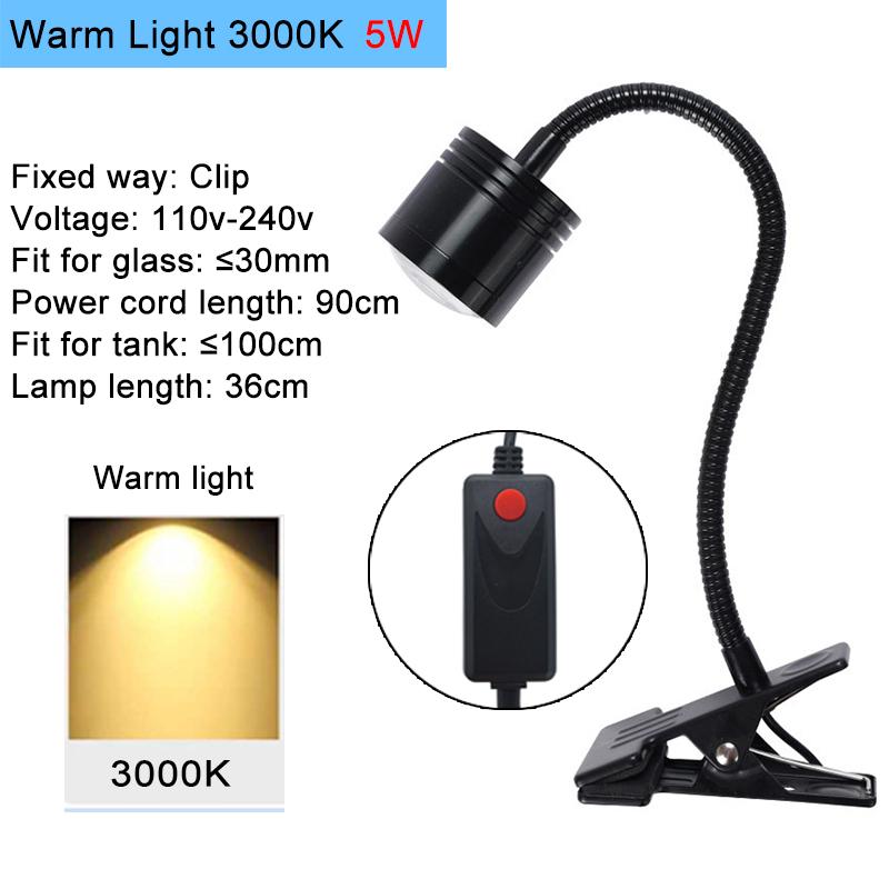 Aquarium LED Light Fish Tank Decoration Spotlight Plants Grow Remote Control Dimmable Lamp Turtle Reptiles 110v 220v 3w 5w 7w