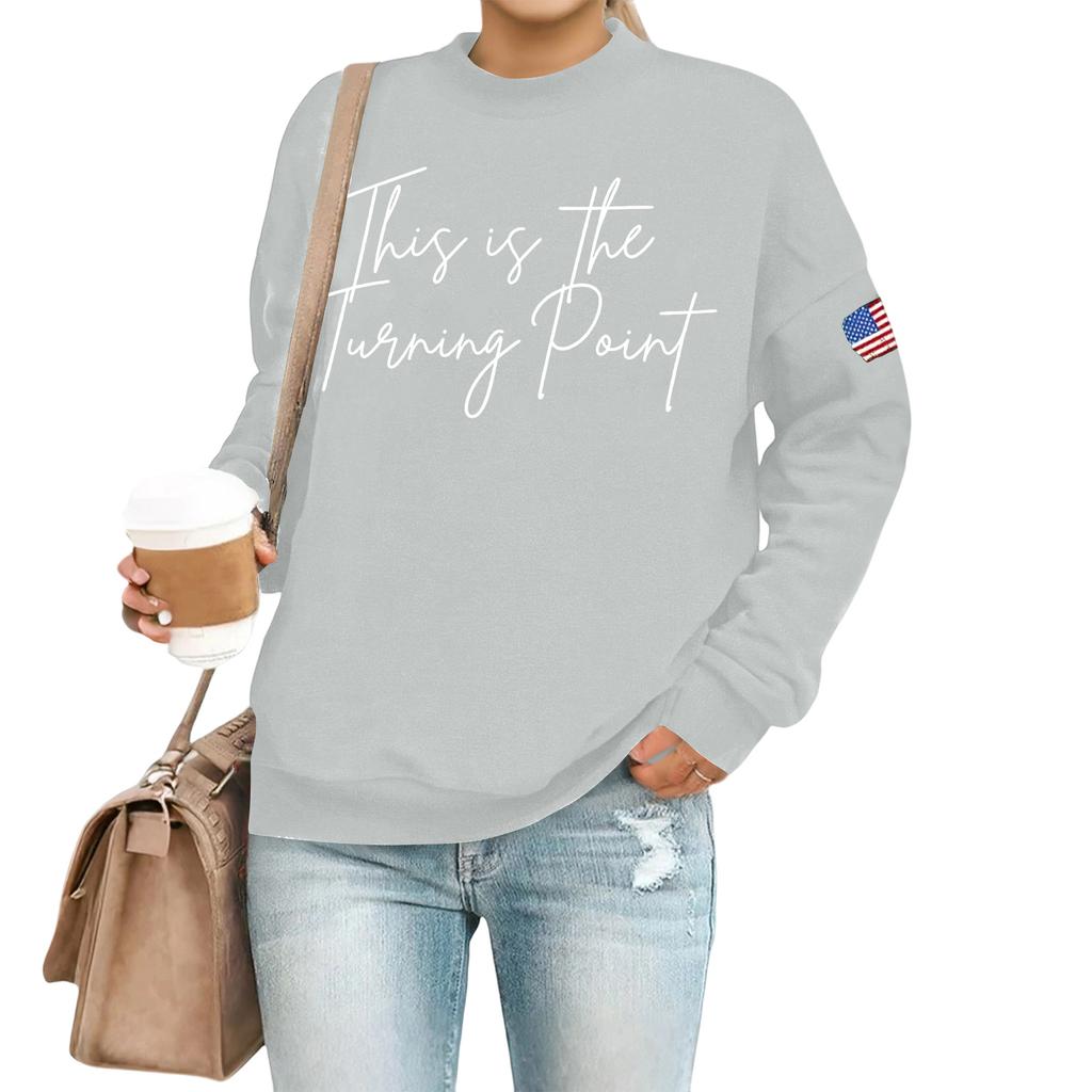 Women's Casual Fashion Round Neck Long Sleeve  Printed Sweatshirt