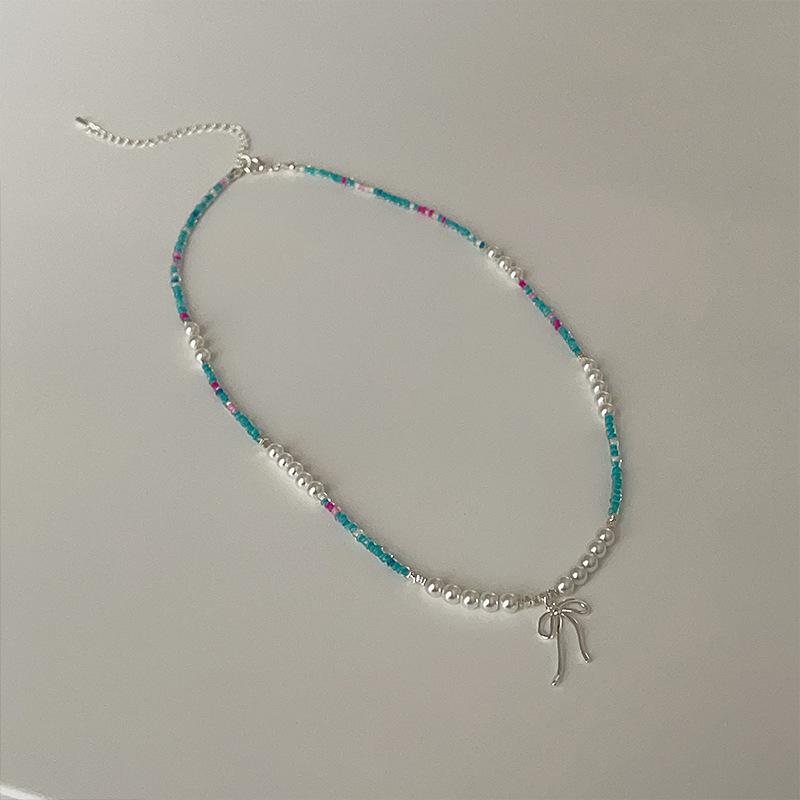 

Милый и классный стиль, бант, кристалл, жемчуг, бисерное ожерелье, женский дизайн, милое и свежее, универсальная цепочка на шею, цепочка на ключицу