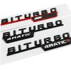 BRI4  2Pcs Biturbo 4matic Logo Letters Car Fender Emblem Badge Sticker For Mercedes Benz C43 E43 GLE43 GLC43 AMG W205 W213 Accessories