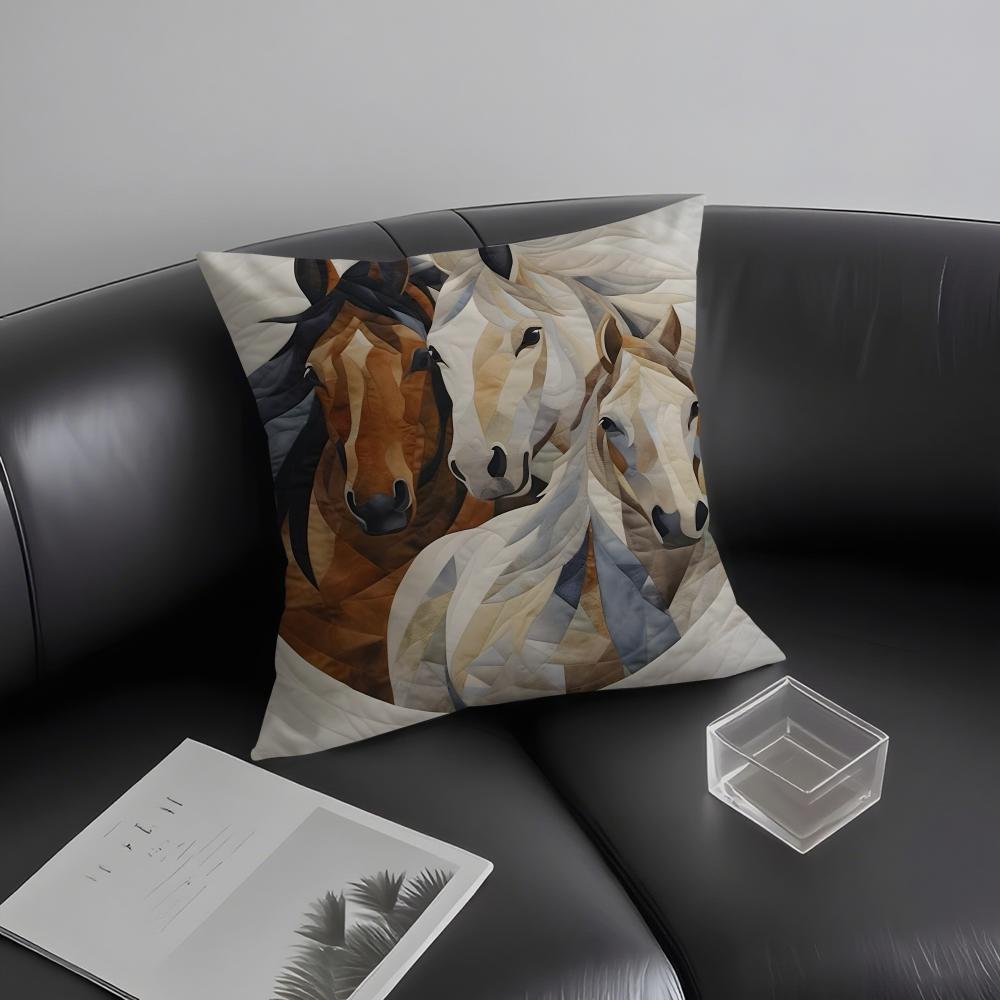 Printing Stylish Horse Fashion Cushion Cover Pillowcase Ultra Soft Skin Friendly Fabric Cloud Like Comfort & Concealed Zipper