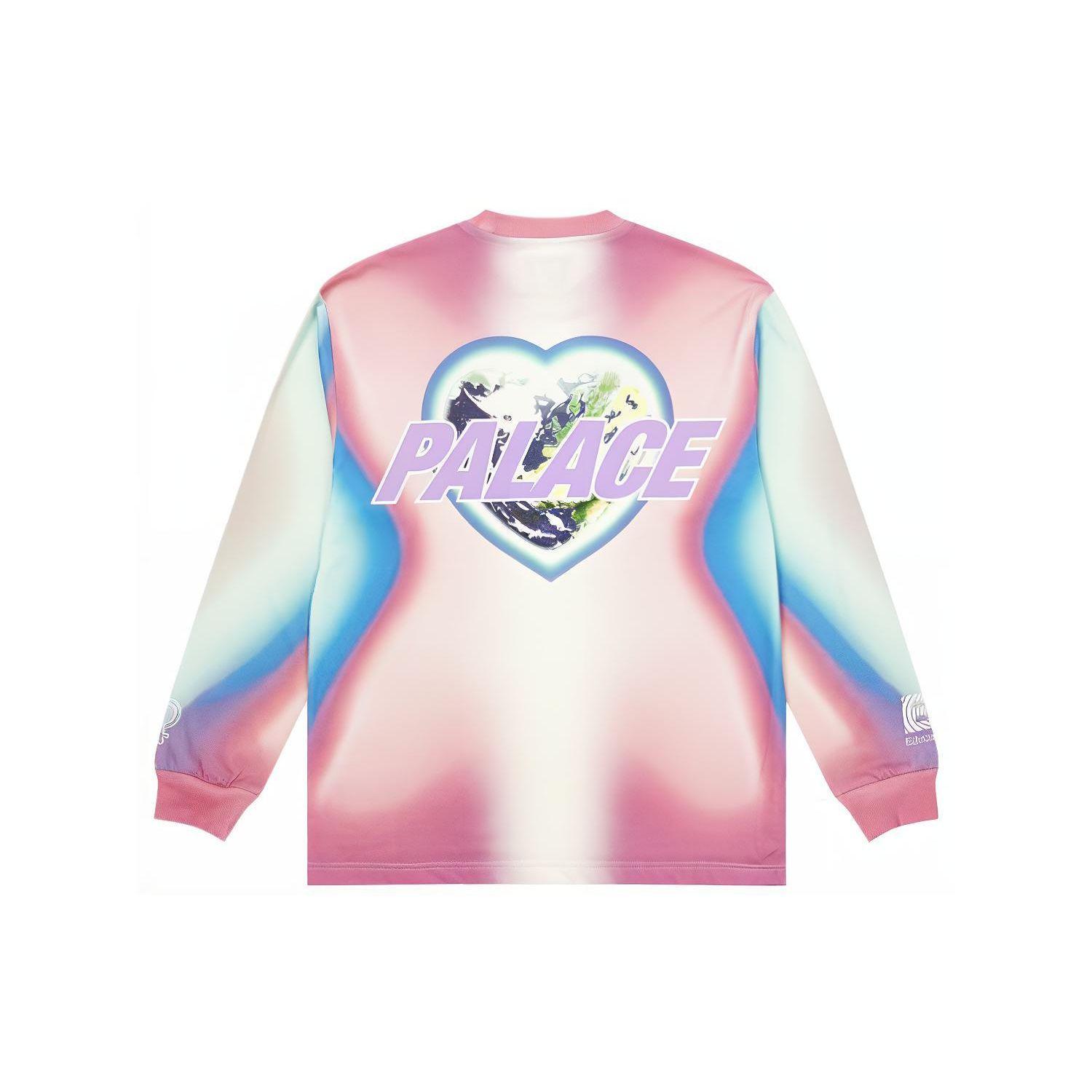 Palace X Rapha Tie-Dye Gradient Large Logo Heart Print Long Sleeve T-Shirt Unisex Tops Pink PAL-SS22-318 L