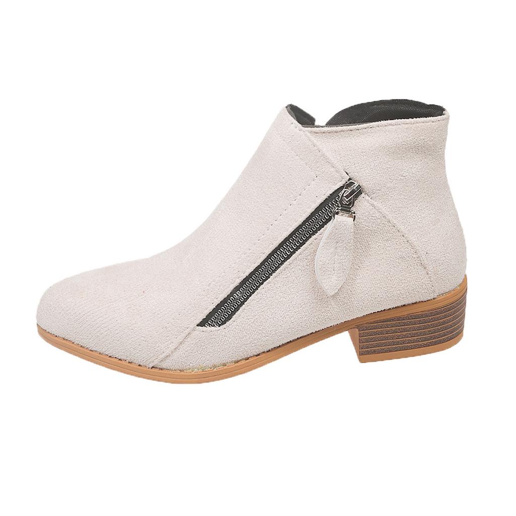 Women's Fall/Winter New Pointed Block Heel Side Zip Large Size Doc Martens