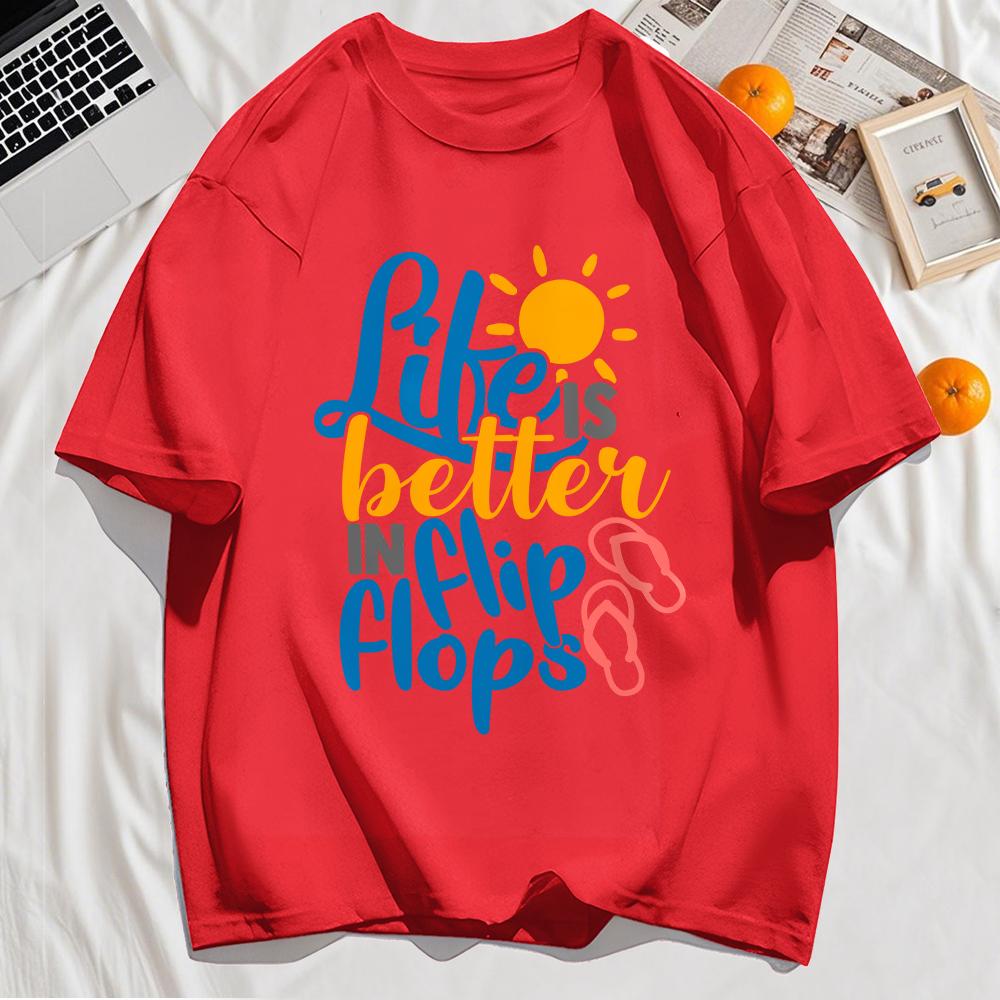 Pick Is Better In Flip Flops Printing Mens Tee Shirt Cotton T-Shirt Casual Loose Sportswear Summer Fashions Soft Clothes