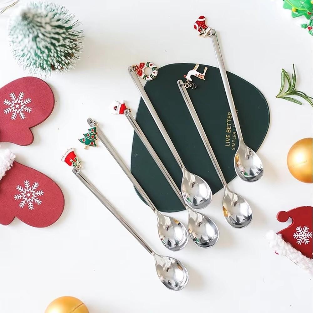 Snowman Coffee Spoon Set Festive Cake Spoons New Christmas Cutlery Set Holiday Decoration