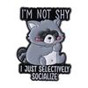 I'm Not Lazy I'm Just Saving My Energy Enamel Pins Social Anxiety Cute Turtle Raccoons Sloth Brooches Lapel Badge Jewelry Gifts