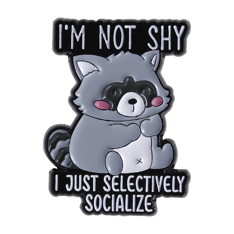 I'm Not Lazy I'm Just Saving My Energy Enamel Pins Social Anxiety Cute Turtle Raccoons Sloth Brooches Lapel Badge Jewelry Gifts