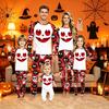 Family Matching Halloween Print Pajama Set with Raglan Sleeve Crewneck Long Sleeve Pants for Parents and Kids