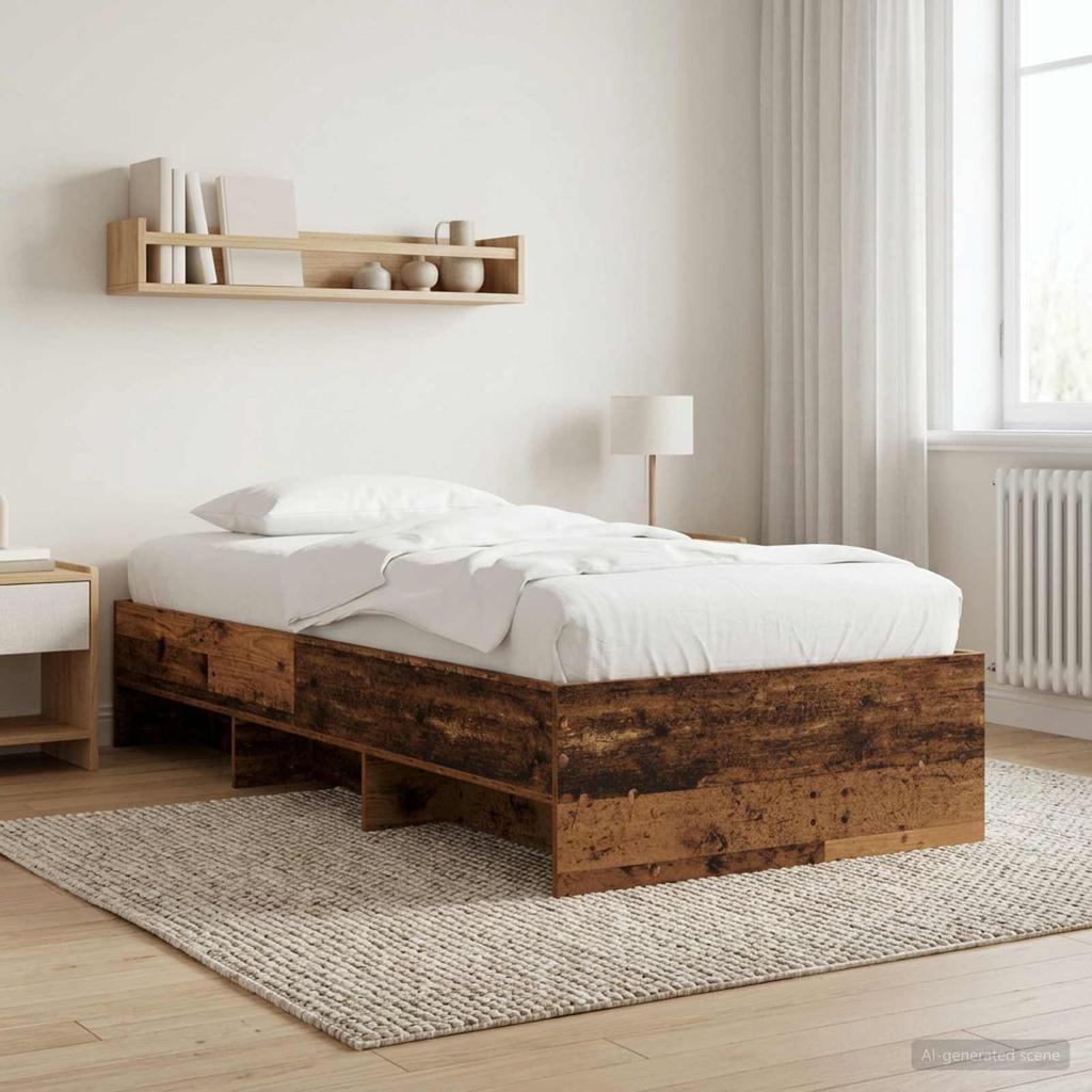 Bed Frame with Shelf Reclaimed Wood 80 x 200 cm Engineered Wood