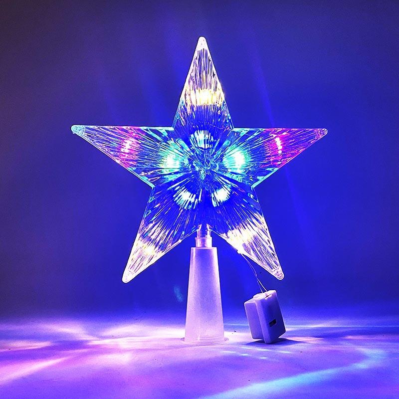 Christmas Star Tree Topper Lights LED Glowing Star Lamp Sparkling Night Light Xmas Tree Top Ornaments New Year Home Party Decor