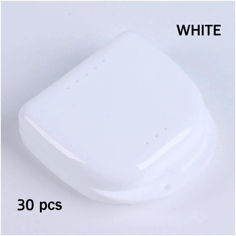 30Pcs Denture Box Tray Case Dental Orthodontic Retainer Color Tray Storage Box Plastic Teeth Container False Teeth Protective