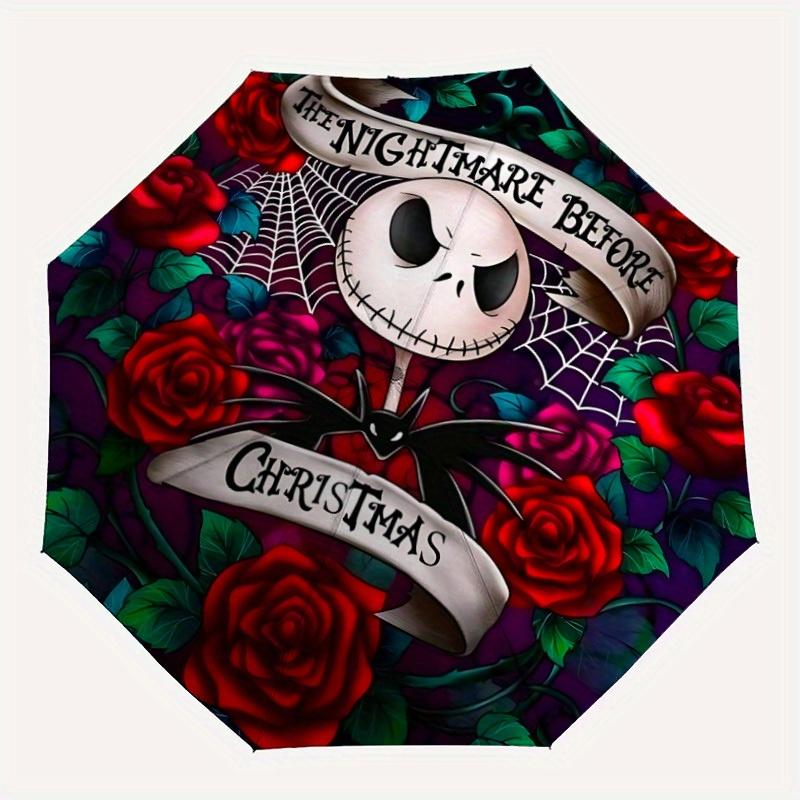 

1pc Jack Skellington Folding Umbrella, Featuring Automatic Folding. It Has Eight Sturdy Ribs, Making It Convenient for Outdoor Use yy0729023