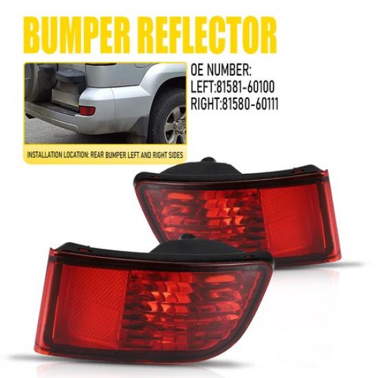 Pair Left & Right Rear Side Bumper Reflector Light For Toyota 02-09 Land Cruiser