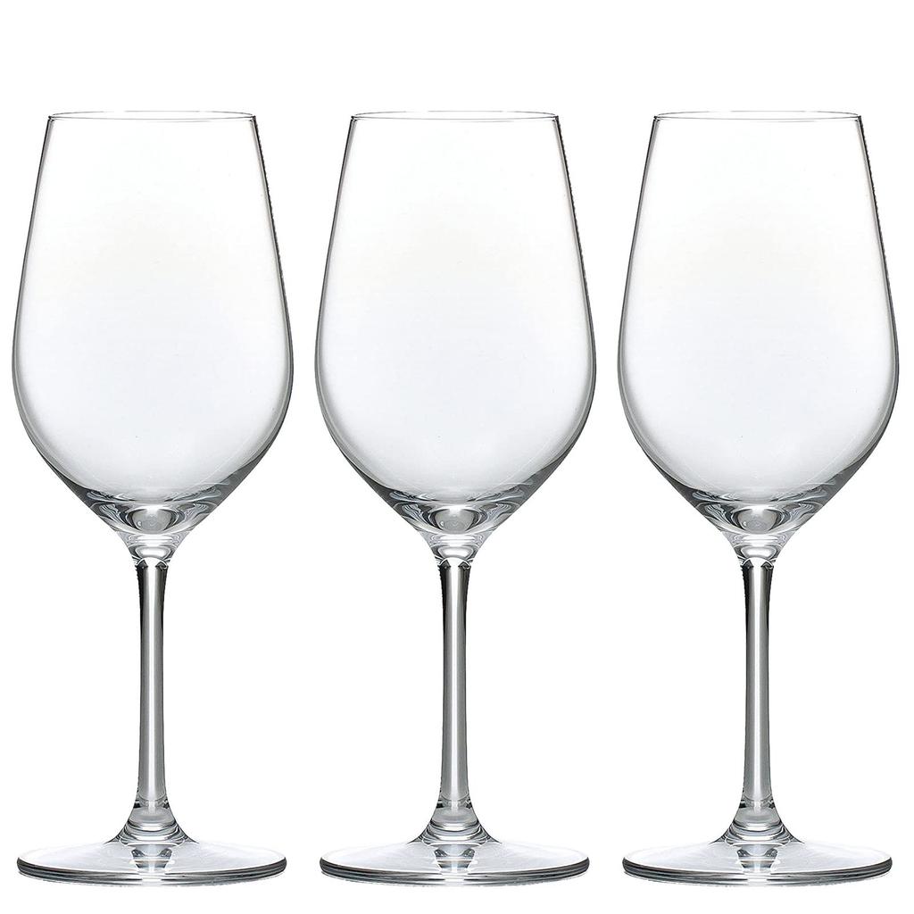 Toyo Sasaki Glass DIAMANT Wine Glasses, 365ml, Set of 3, Dishwasher Safe, Shatter-Resistant, Good Design Award Winning, Red and White Wine Glasses, RN