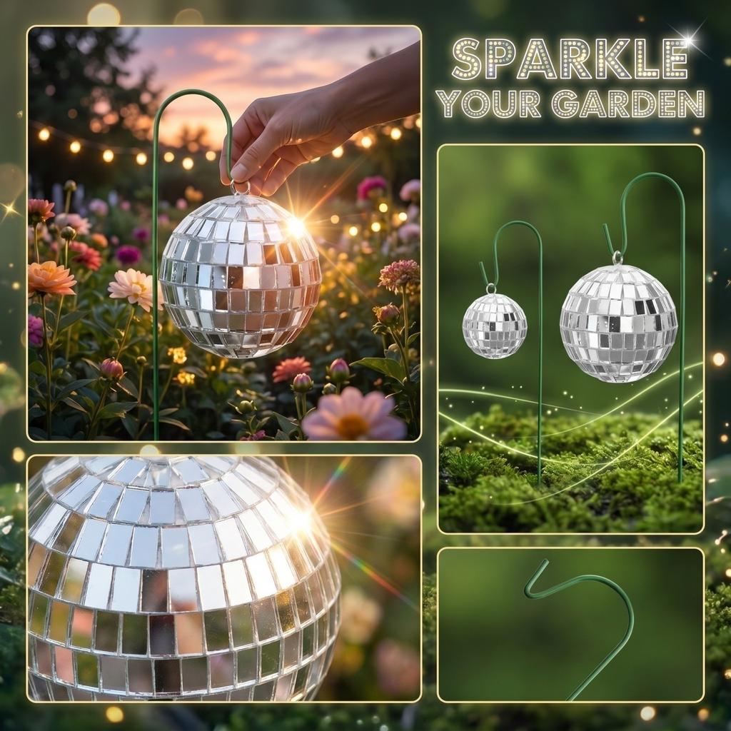 Solar Powered Disco Ball Garden Stake Outdoor Decorative Mirror Ball with Metal Hook for Yard Lawn Pathway Patio Landscape Lighting