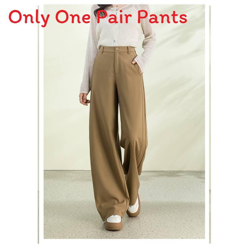 Womens Relaxed Tencel Wool Blend High Waist Wide Leg Casual Pants For Office And Weekend Wear