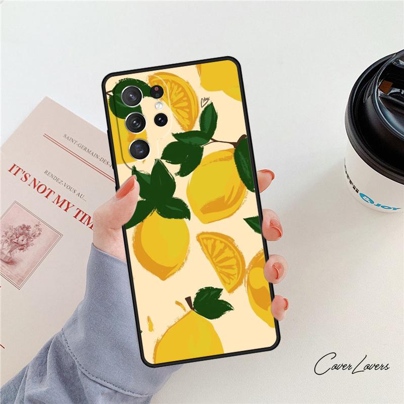 Summer Lemon and Leaf phone case For Samsung Galaxy S24 S25 S23 S22 Ultra Note 10 20 Plus S20 S21 FE Cover