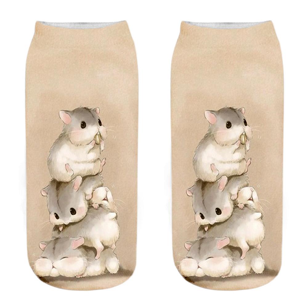 New Fashion 3D Printed Mouse Totoro Socks Funny Kawaii Women Cute Animal Fitness Hamster Sokken Dropship