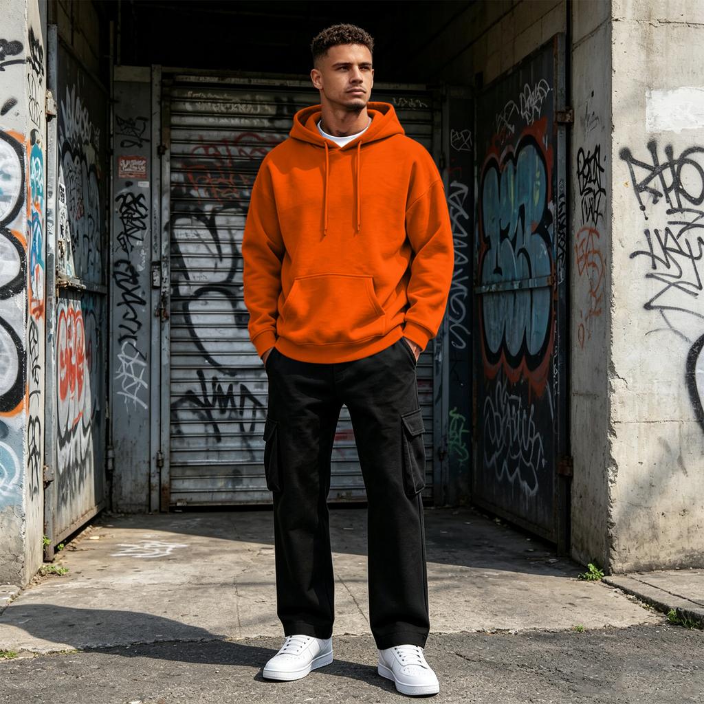 Men's Casual Loose Fit Hoodie and Cargo Pants 2 Piece Set with Elastic Waist for Everyday Streetwear