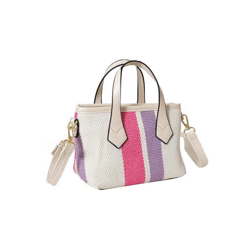 Fashion Handbag Simple Vertical Stripe Large Capacity Bag Casual Trendy Light Shoulder Messenger Bag