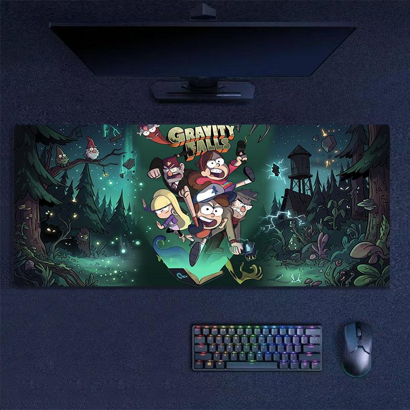 Gravity Falls Large Gaming Table Cushion Non-slip Laptop Tablet Big Mousepad XXL Mat Mini PC Playmat With Lock edge