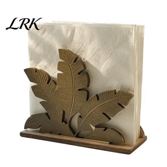 Nordic Style Tissue Holder Wood Napkin Holder, Leaf Shape Solid Dispenser, Decorative Organizer for Table Paper Towel Dining Room And Coffee