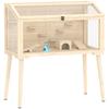 PawHut Wooden Hamster Cage with Opening Roof, Seven Platforms and Two Swings, 110 X 52 X 101 Cm, Natural Wood Finish