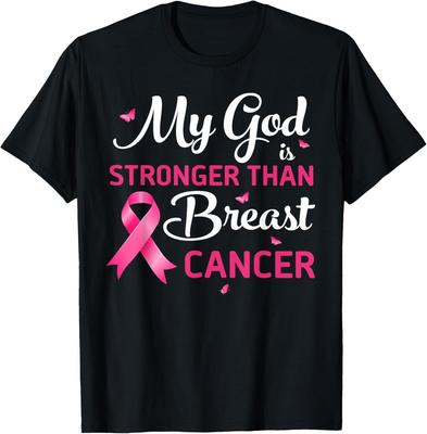 Funny God Stronger Than Breast Cancer Awareness Christian T-Shirt Unisex T-Shirt