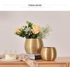 European Style Gold-Plated Ceramic Succulent Pot - Round Brushed Vase for Living Room Decor
