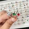 10Pcs Fashion trend four-claw zirconia ring, women's colored alloy ring, retro crystal ring