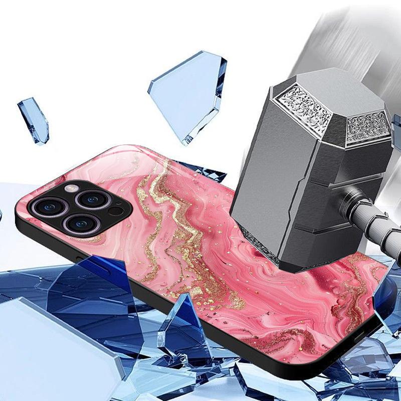 Fashion Colorful Marble Phone Case for IPhone 11 12 13 14 15 16 Pro Max Mini X XR XS 7 8Plus SE2 Shockproof Tempered Glass Cases