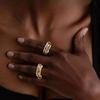 Three Layered Ring Stackable Rings Metal Multi-Link Connected Rings Geometric Knuckle Ring  Women