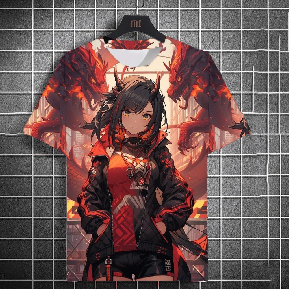 Japanese Style Samurai Katana Girl T-Shirts 3D Print Personality Anime T shirt Men/Women Short Sleeve Top Fashion Men's Clothing