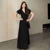 2026 Summer New Fashion Design Temperament Long Dress Women's Hepburn Style French Black V-neck Dress Women's Clothing