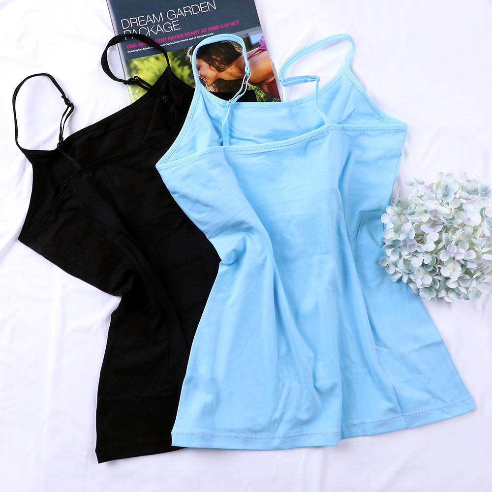 CHARMLEAKS Women Camisole Cotton Tank Top Underwear Ladies Undies Adjustable Strap Night Sleepwear Fitness Wear Pack X 2