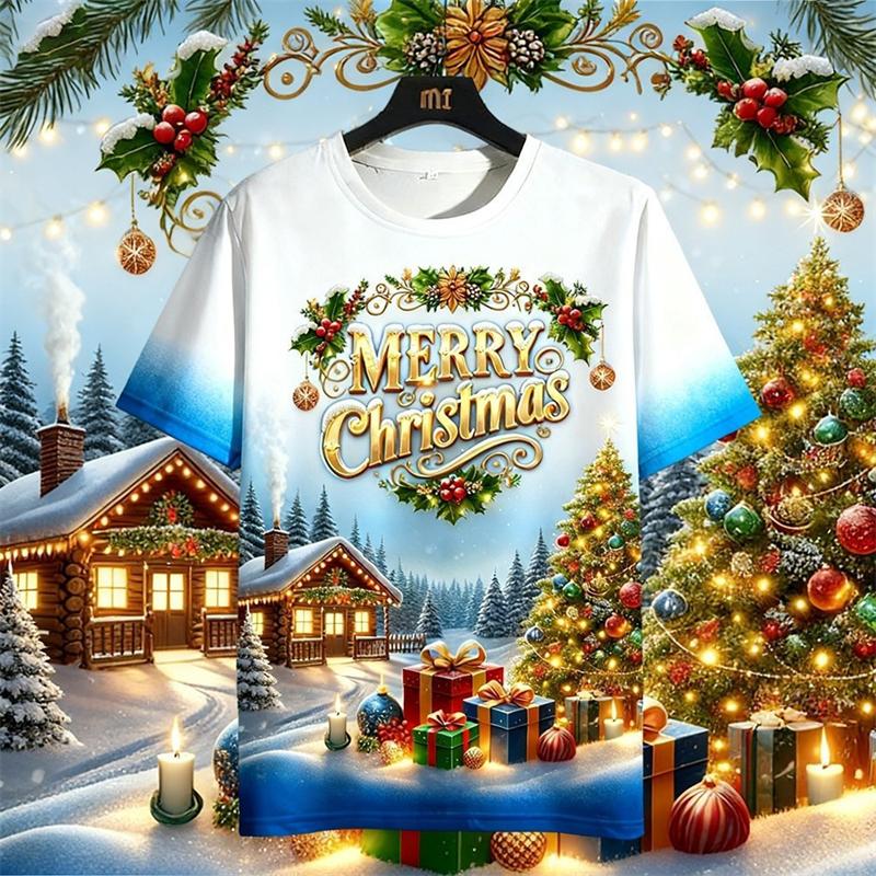 Marry Christmas Men T Shirt 3D Print Short Sleeve Fun Xmas Graphic Tee Shirt For Men Women Holiday Party 2026 New Holiday Gift