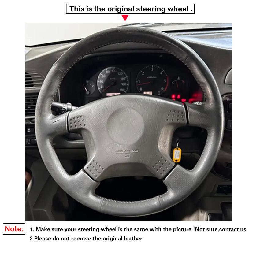 Black Faux Leather Hand-stitched No-slip Soft Car Steering Wheel Cover Braids For Nissan Stagea 1996-1999 Patrol Y61 1997-2004