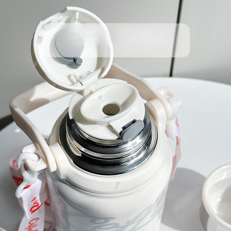 Thermos Cup Student Handle Big Cap Thermal Pot Portable Stylish Stainless Cup Durable Durable Useful Useful Safe