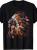 Men's Native Headdress Graphic T-Shirt - Vintage Indian Chief & Print, Breathable Casual & Training Tee,, Athletic Fit for all-Season