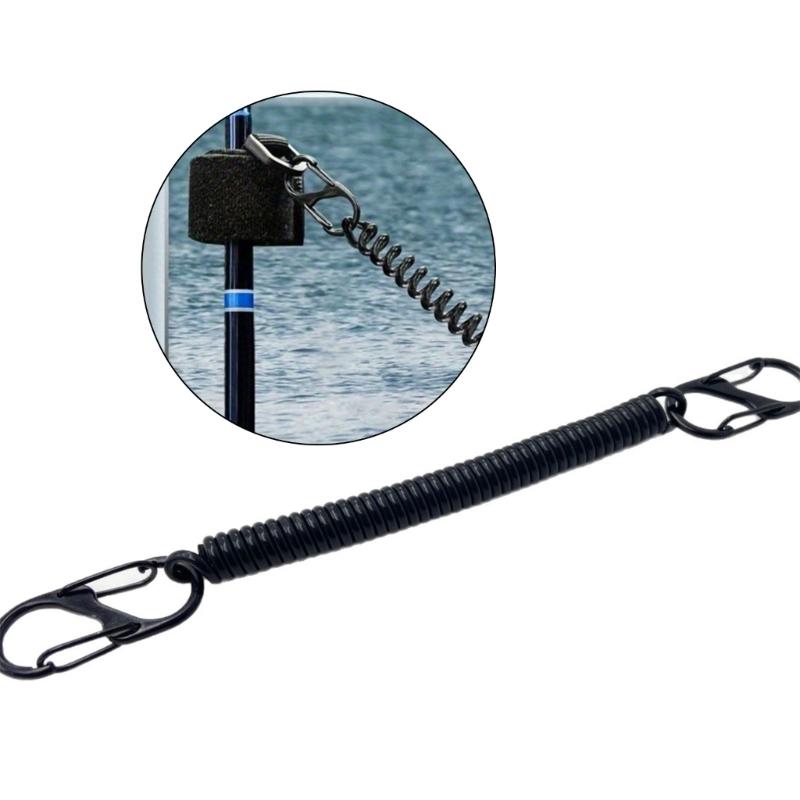 Fishing Lanyards Retractable Coiled Tethers with Carabiner Spring Elastics Rope Boating Fishing Rope Retention Rope