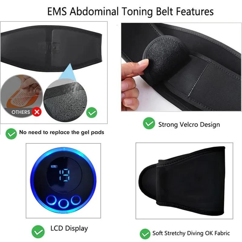 Abdominal Trainer Slimming Belt Waist Toning Fitness Massager For Men Women Workout Muscle Toner Belly Fat Burner