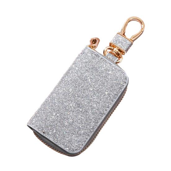 Faux Leather Car Key Case Mini Portable Glitter Men Women Car Key