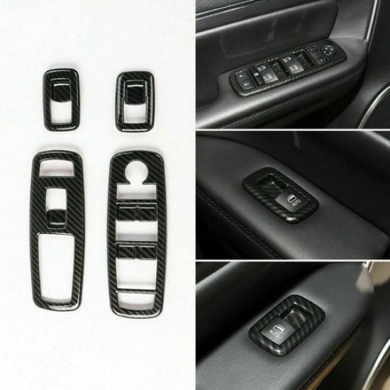 For Jeep Cherokee 2014- Carbon Fiber Interior Window Switch Panel Cover Trim
