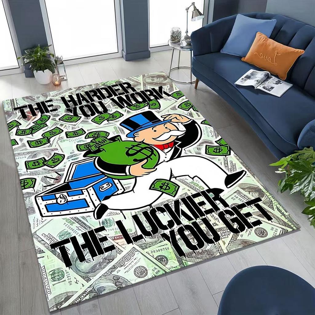 Rich Cartoon Monopoly Dollar Game Money Rug for Bedroom Living Room Sofa Home Doormat Decor,Large Kids Play Non-slip Floor Mat