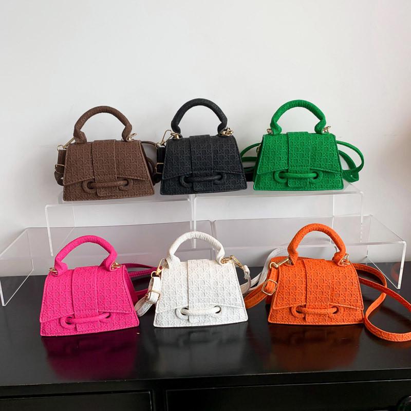 New Style Women's Small Square Bag Embossed Solid Color Shoulder Bag